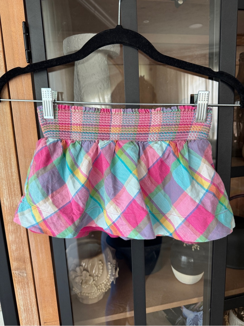 Vintage y2k Oshkosh B’Gosh plaid skort toddler girl colorful smock skirt lowrise